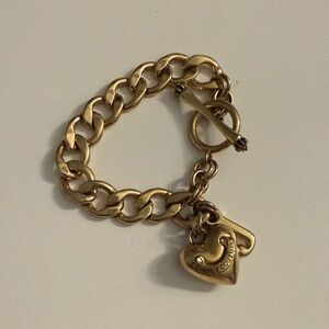 Juicy Couture Gold Heart Charm Link Bracelet